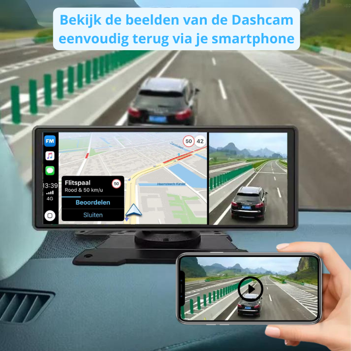 Apple CarPlay / Android Auto - Universeel scherm 9.3 inch - Ingebouwde Dashcam