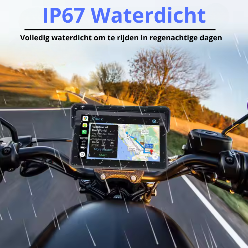 Draadloos motor navigatiescherm met smartphone connectiviteit via Apple CarPlay en Android Auto
