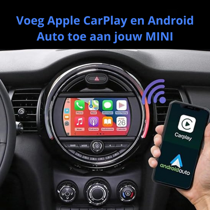 Interieur van MINI met Apple CarPlay en Android Auto integratie