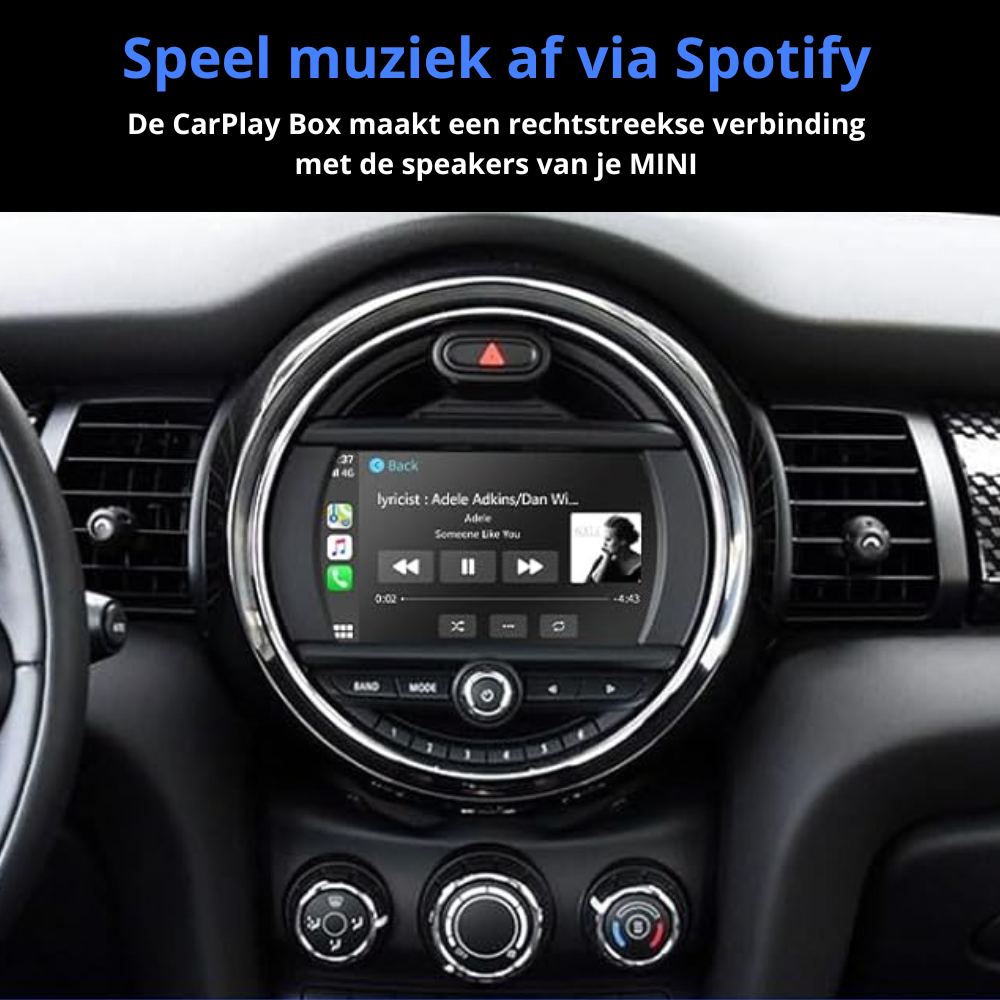 MINI met actieve Apple CarPlay en Android Auto interface
