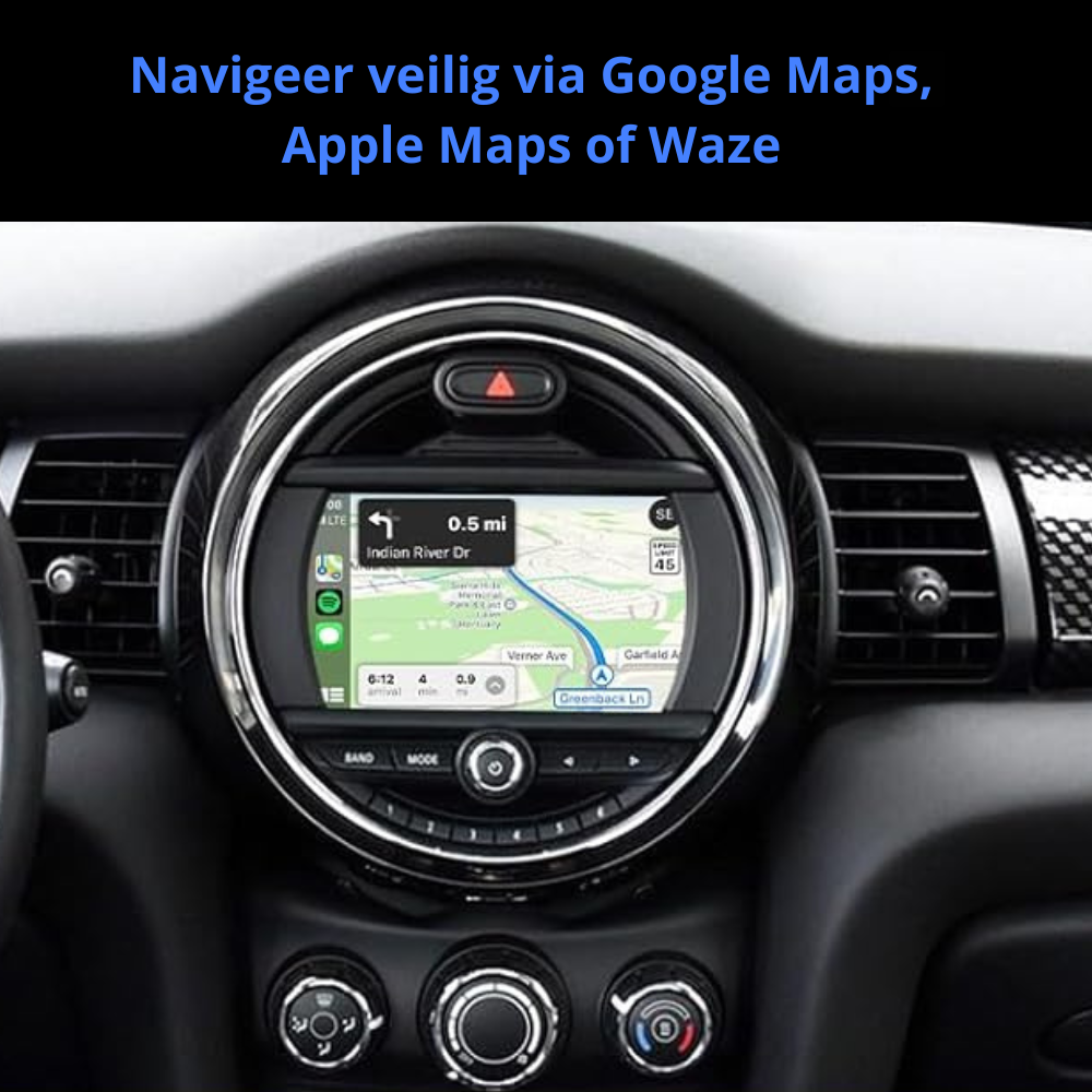 MINI dashboard met CarPlay Box voor Apple CarPlay en Android Auto